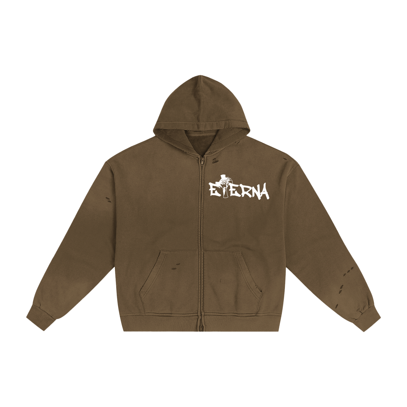 Hand-Frayed Sunfade Zip Hoodie