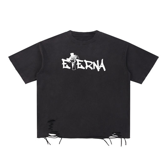 Snow Washed Raw-Hem T-Shirt